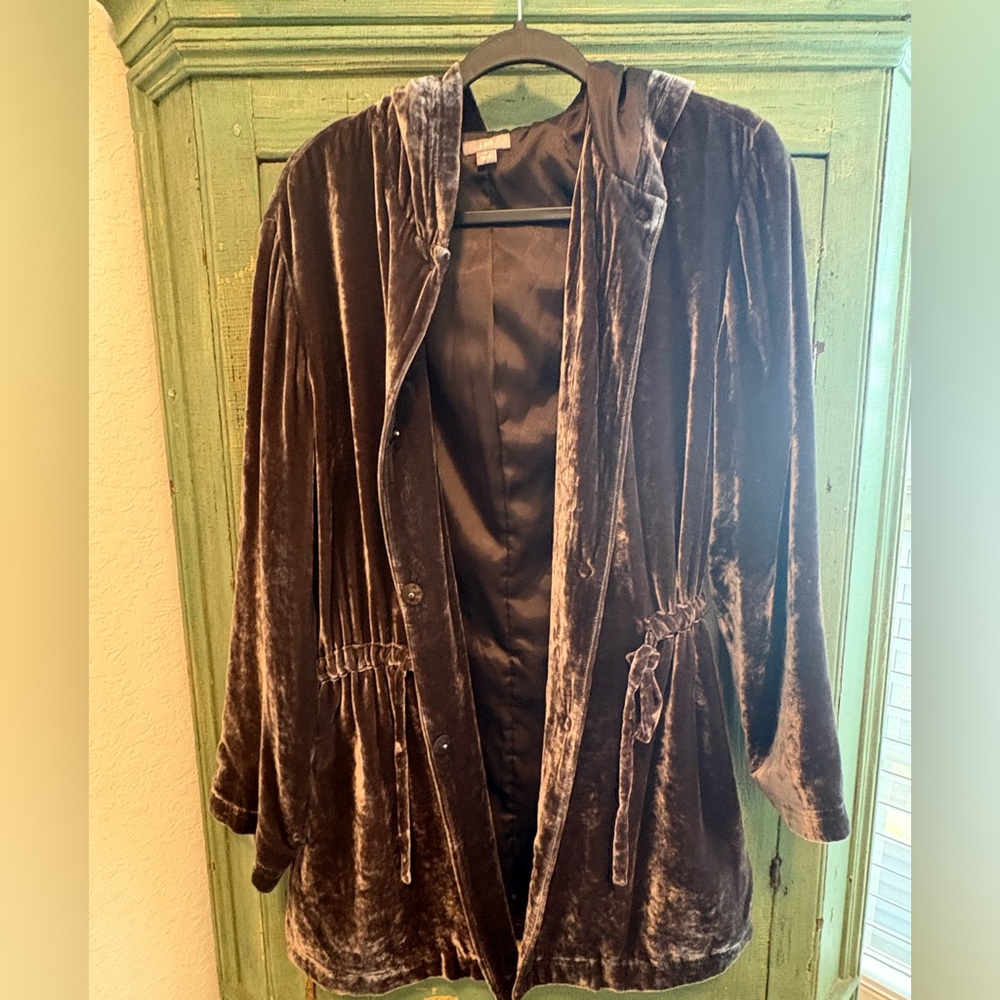 J. Jill Velvet Hooded Jacket in Deep Brown